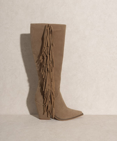OUT WEST-KNEE-HIGH FRINGE BOOTS