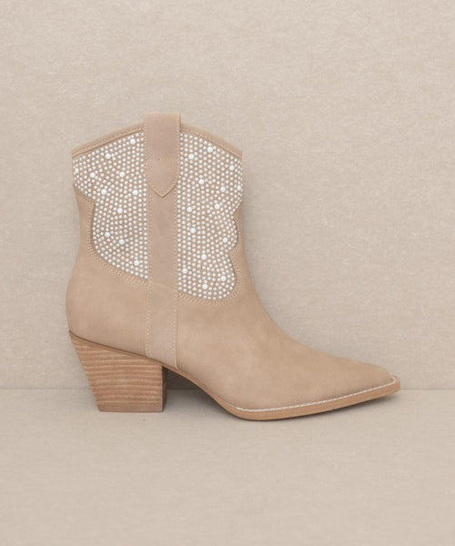 CANNES-PEARL STUDDED WESTERN BOOTS